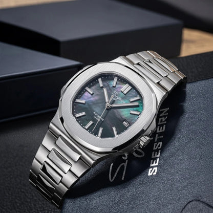 Orologio da uomo Sugess automatico meccanico, movimento Miyota 9015, quadrante MOP, luminoso, impermeabile 5bar, bracciale di lusso S466