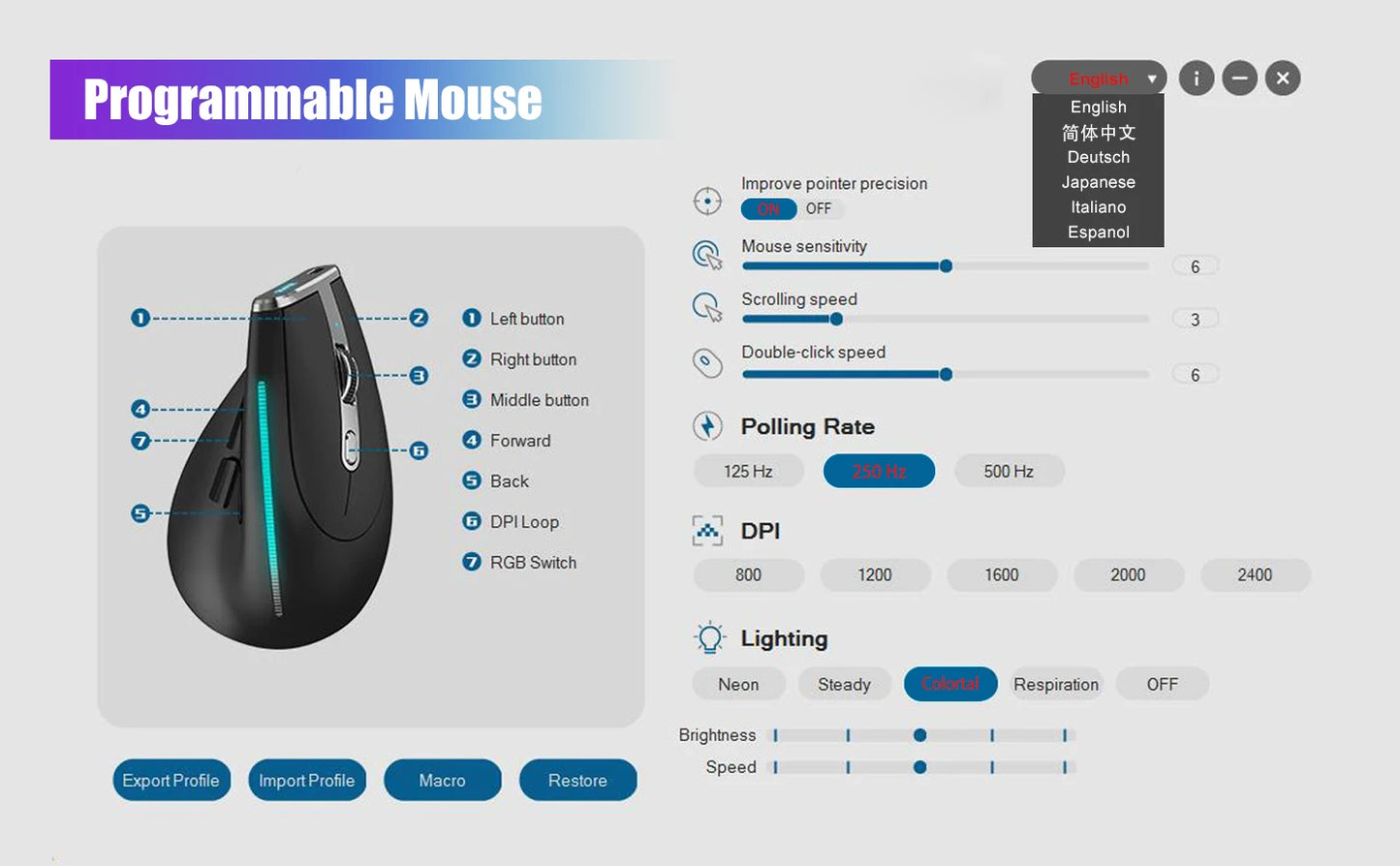 Lefon F26C Vertical Mouse Wireless with OLED Screen Bluetooth Ergonomic Mouse Optical Rechargeable Gaming Mice for PC Laptop