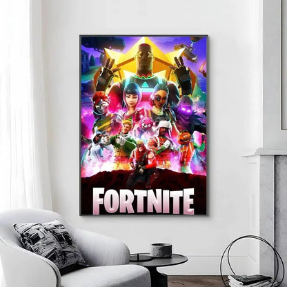 Posters Game-F-F-Fortnites autocolantes e impermeáveis, ideais para decoração de sala de estar, quarto ou bar