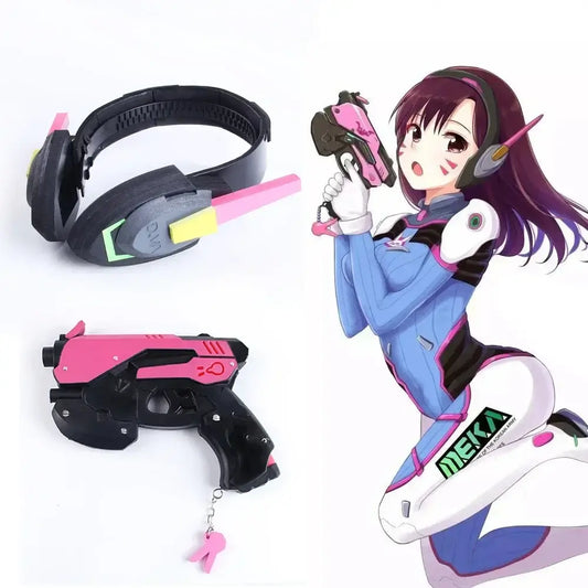 Herní pistole Overwatch D.Va Hana Song DVA jako cosplay rekvizita, sluchátková zbraň, hračka a doplněk na Vánoce, Halloween a večírky
