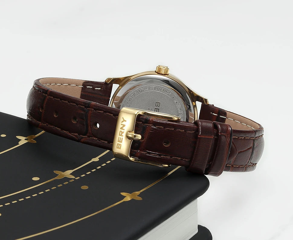 BERNY Gold Watch for Women Luxury Ladies Fashion Quartz Wristwatch Elegant Gradient Dial Multiple Scenarios Matching Lady Watch