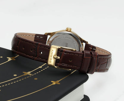 BERNY Gold Watch for Women Luxury Ladies Fashion Quartz Wristwatch Elegant Gradient Dial Multiple Scenarios Matching Lady Watch