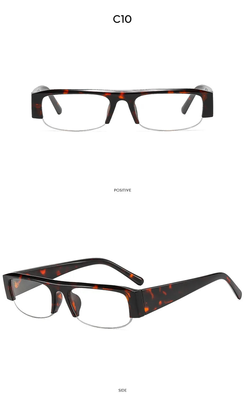 ochelari de soare vintage, mici, dreptunghiulari, cu jumătate de ramă, negri, cu lentile în degrade leopard, pentru femei, ochelari de soare la modă pentru condus