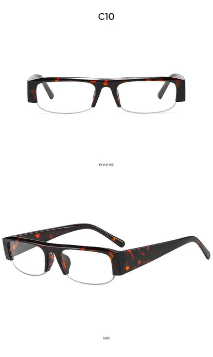 ochelari de soare vintage, mici, dreptunghiulari, cu jumătate de ramă, negri, cu lentile în degrade leopard, pentru femei, ochelari de soare la modă pentru condus