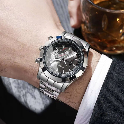 Fashion Men Business Watches Luxury Large Dial Calendar Quartz Watch Mens Clock Reloj Hombre（Without Box）