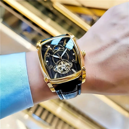 [Luksuzni mehanički sat s tourbillonom] Lagani luksuzni mehanički sat s tourbillonom za muškarce – vrhunski, potpuno automatski model u trendi 'skelet' stilu, idealan za poslovnu odjeću o