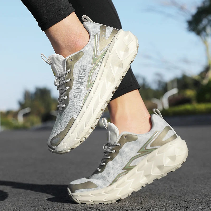Unisex Running Shoes, Mesh Breathable Anti-Slip Lightweight Casual Sports Sneakers, Grip Comfortable Outdoor Trainer Footwear