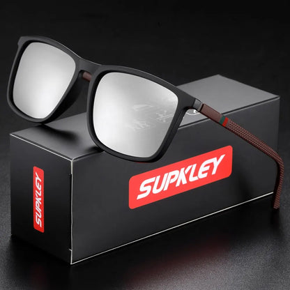 Ochelari de soare SUPKLEY pentru bărbați, polarizați, confortabili, cu ramă pătrată, accesoriu ușor pentru ochelari, cu original