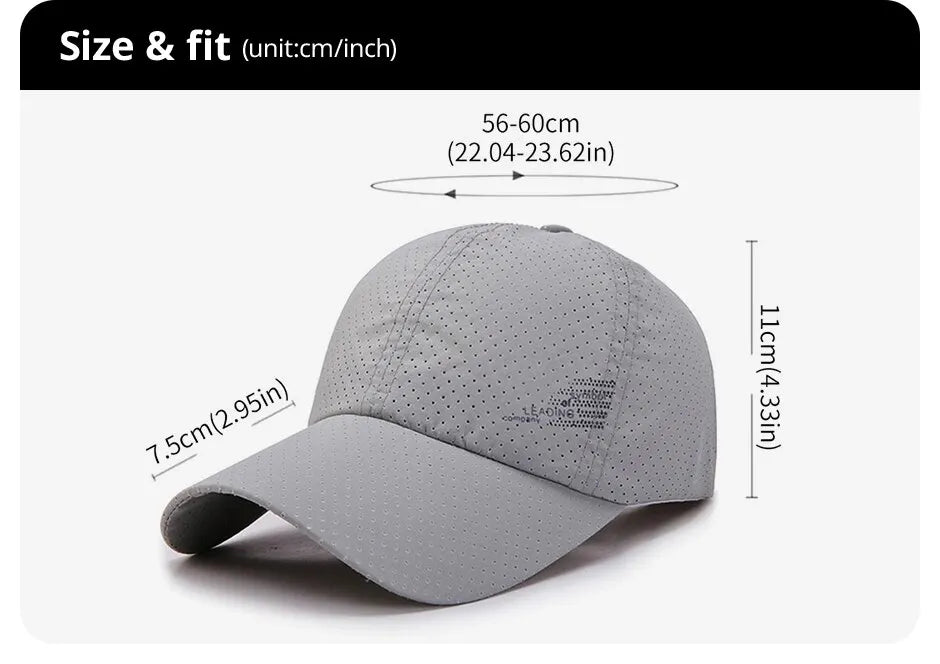 Quick Dry Baseball Cap Outdoor Sports Mesh Breathable Hat For Men Portable Hiking Fishing Sunbonnet Golf Adjustable Cap
