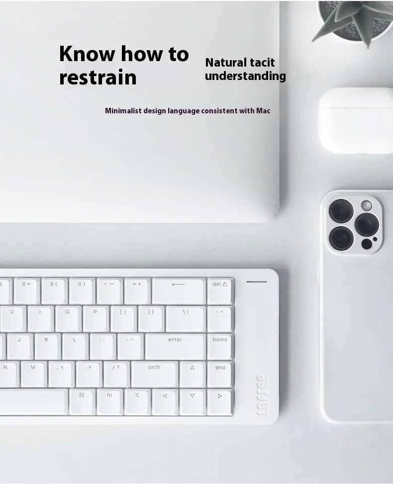 Lofree FLOW2 Mechanische Tastatur fürs Business-Büro, kabellos per Bluetooth und kabelgebunden, leiser und sanfter Klang, kompatibel, geräuscharm, Aluminiumgehäuse