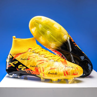 Chaussures de football professionnelles pour hommes/femmes, crampons antidérapants FG, bottes de football respirantes, chaussures d'entraînement à tige haute