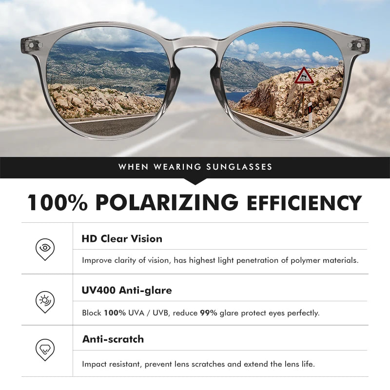 Ochelari de soare LM Retro rotunzi pentru femei și bărbați, ultralegeri, din TR90, polarizați, unisex, pentru șofat, ochelari de soare vintage, UV400, Gafas De Sol