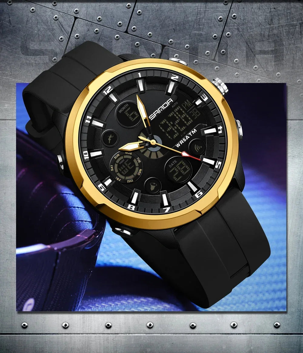 SANDA 9053 G Sports Military Men's Watches Luxury Digital Watch 50M Waterproof Quartz Wristwatch for Male Relogios Masculino