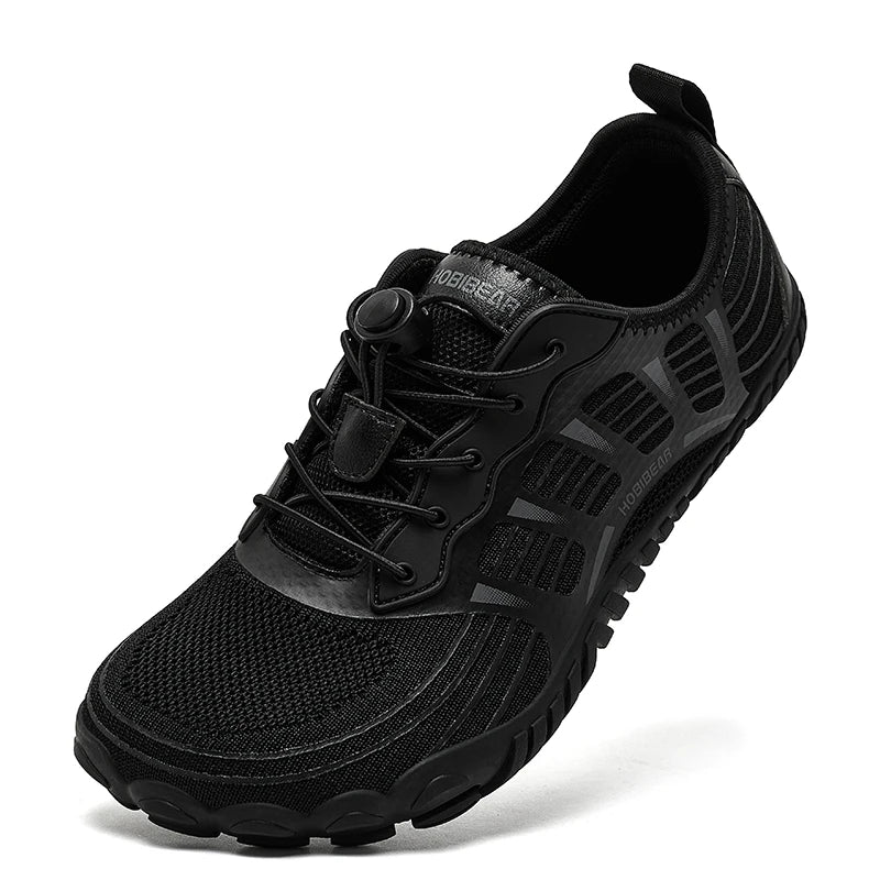 HOBIBEAR Wide Toe Barefoot Sneakers, Unisex Non-Slip Outdoor Athletic Shoes with Elastic Band, Beach Sneakers