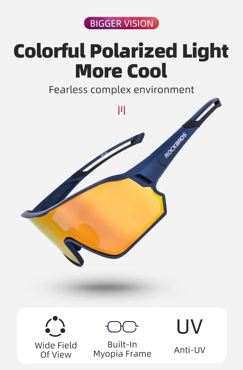 Ochelari de soare polarizați ROCKBROS, ochelari de protecție pentru sport, ochelari pentru bicicletă, drumeții în aer liber, camping, golf, ochelari de ciclism, UV400