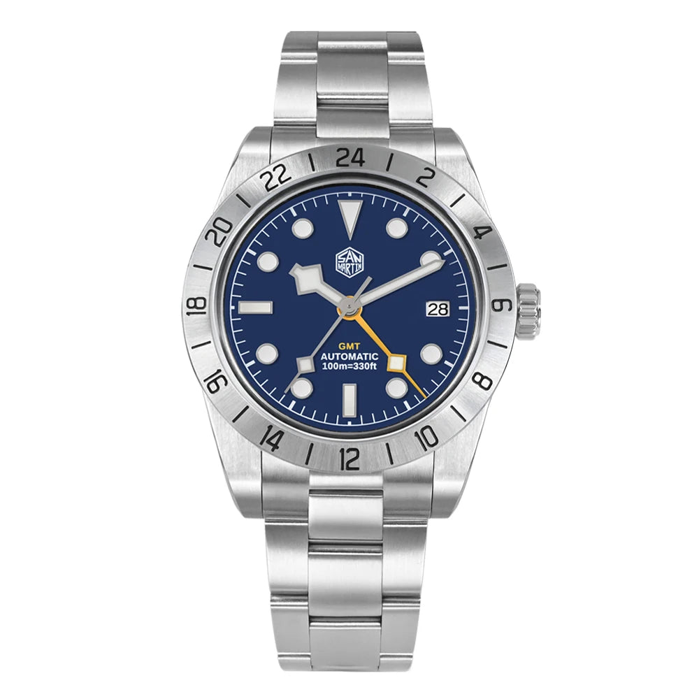 San Martin New 39mm NH34 BB GMT Automatic Mechanical Watch Sport Watch Sapphire Luminous Waterproof 100m for Men Watch SN0054