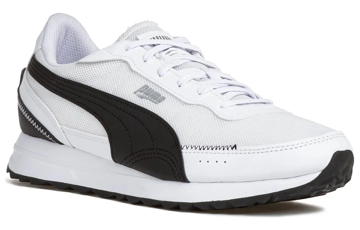 Chaussures de ville basses Puma Road Rider, en tissu et cuir synthétique, confortables pour un usage quotidien, baskets, blanc et noir, 397432-05