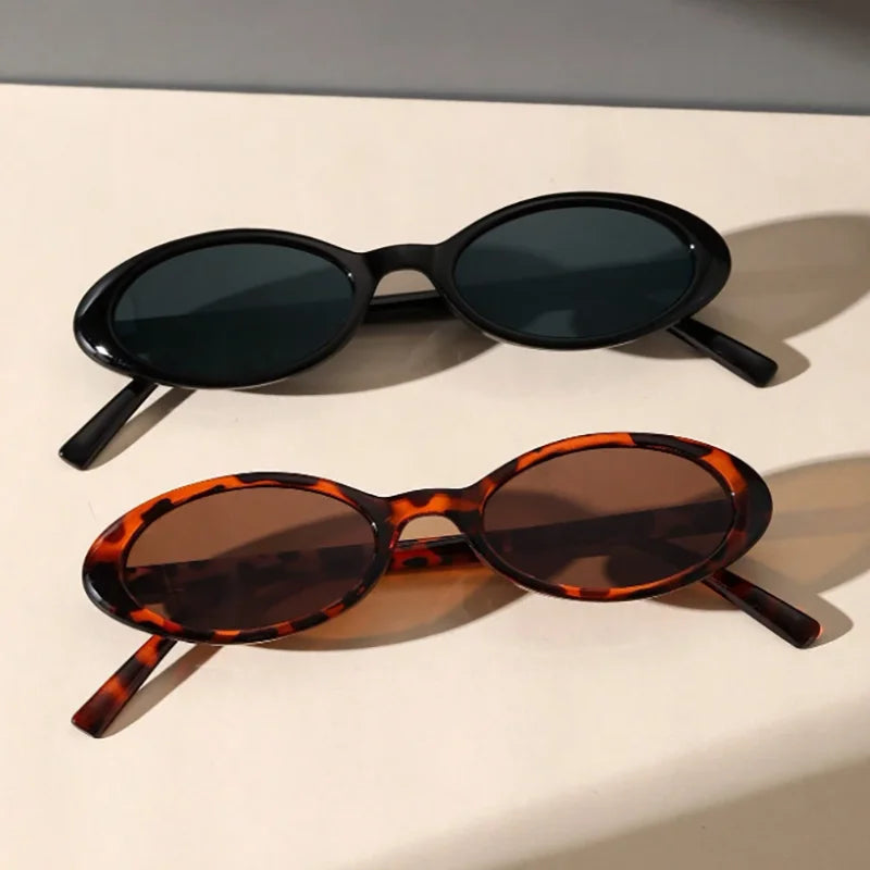 2 bucăți ochelari de soare clasici, decorativi, de modă, cu ramă mică ovală din plastic, pentru călătorii în aer liber, condus și vacanțe la mare
