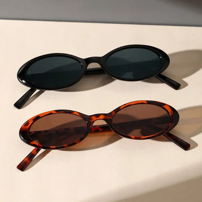 2 bucăți ochelari de soare clasici, decorativi, de modă, cu ramă mică ovală din plastic, pentru călătorii în aer liber, condus și vacanțe la mare