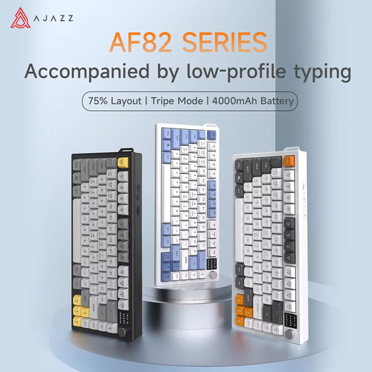 AJAZZ AF82 Office Low Profile Keyboard RGB Wired/Wireless Gaming Keyboard 75% Layout 82 keys 4000mAh Battery for Win/Mac