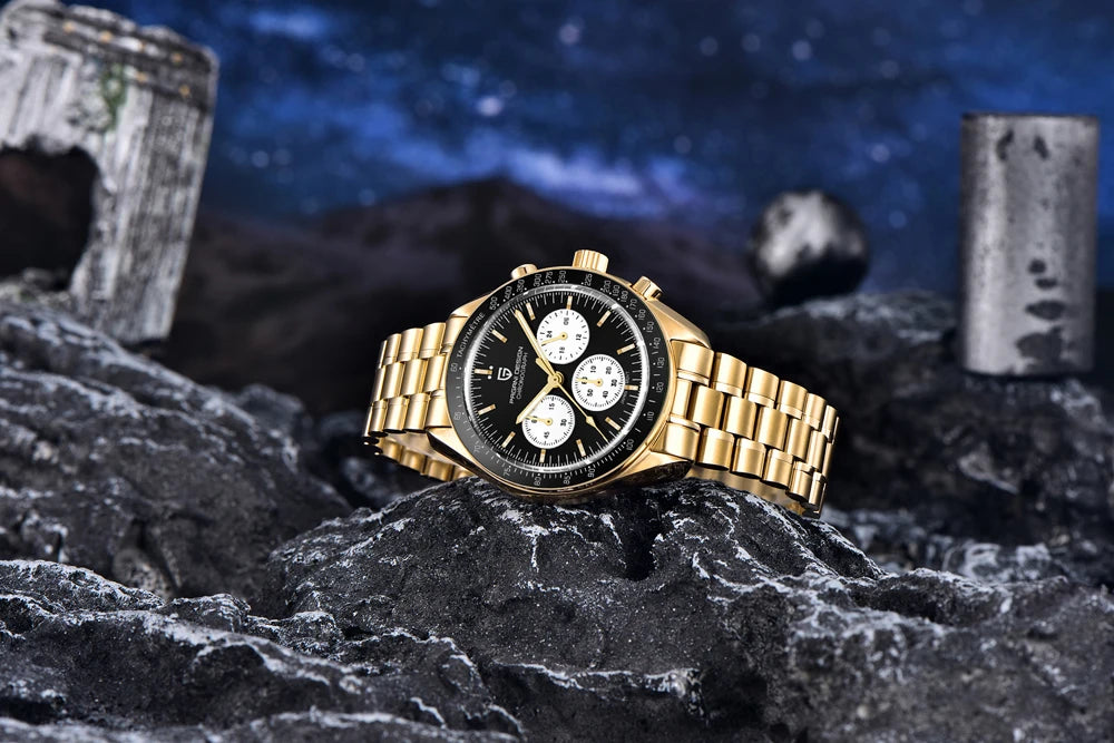 PAGANI DESIGN Moon Men's Watches Gold Luxury Quartz Watch Men Speed Sports Chronograph AR Sapphire Waterproof Luminous Man Gift