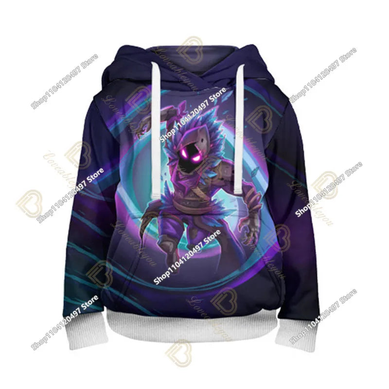 Sweatshirt med Fortnite-tryck för barn 2-14Y, huvtröja för pojkar och flickor, Harajuku-modejacka, barnkläder för spel och cosplaykostym