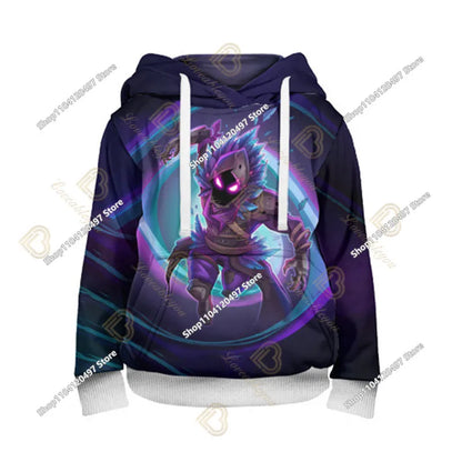Sweatshirt med Fortnite-tryck för barn 2-14Y, huvtröja för pojkar och flickor, Harajuku-modejacka, barnkläder för spel och cosplaykostym