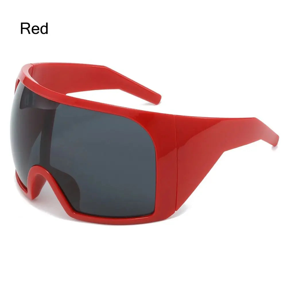 Ochelari de soare futuristici cu ramă învelitoare, lentile curbate Rave, protecție UV400, ochelari de soare supradimensionați Y2K pentru femei și bărbați