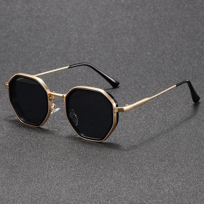 1PCunisex Round Metal Fashionable Sunglasses, Retro Style, Fashionable Basic Model, Classic Color Contrast Matching
