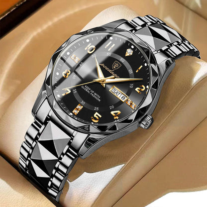 Relógio de homem POEDAGAR Fashion Luxury, estanque, luminoso, de quartzo, bracelete em aço inoxidável, data e dia da semana, estilo descontraído.