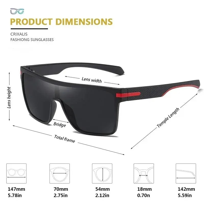 Ochelari de soare polarizați CRIXALIS pentru bărbați, pătrați, supradimensionați, antireflex, pentru șoferi, ochelari de soare cu oglindă, pentru femei, ochelari de protecție UV400, pentru bărbați