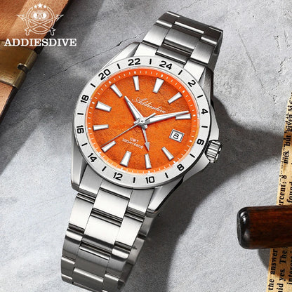ADDIESDIVE Luxury Swiss Ronda GMT Watch 200M Water Resistant Dual Time Zone BGW9 Luminous 38mm Stainless Steel Quartz Movement