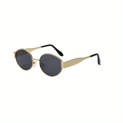 Ochelari de soare ovali pentru femei și bărbați, ochelari de soare la modă cu ramă metalică, ochelari de soare clasici