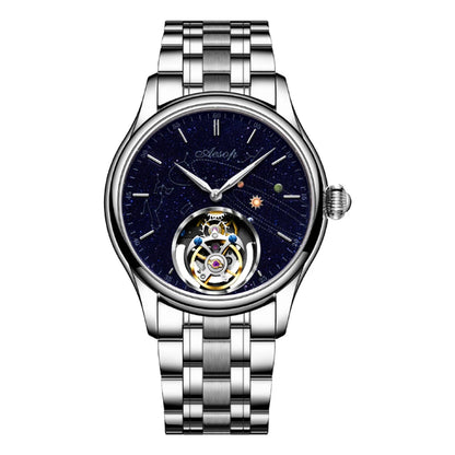 AESOP Mens Mechanical Wristwatches Flying Tourbillon Movement Skeleton Watch for Men Man Luxury Clocks Real Tourbillon Watch