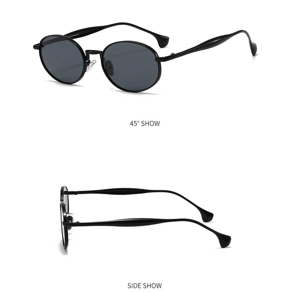 Ochelari de soare cu lentile ovale metalice, protecție UV, ramă mică în stil retro, ochelari de soare clasici de marcă, creație de designer, pentru femei și bărbați