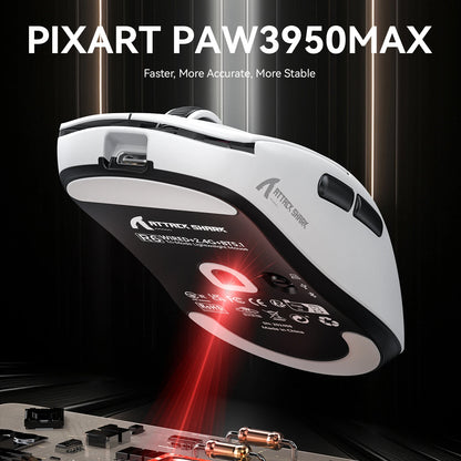 Mysz gamingowa bezprzewodowa ATTACK SHARK R6 PAW3950MAX, próbkowanie 8Khz, ultralekka 39g, Nordic 52840 MCU, optyczne mikroprzełączniki Omron