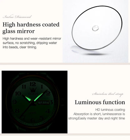 OLEVS Quartz Watch Women Fashion Ladies Watches Wrist Waterproof Luminous Stainless Steel Gold Women Watches Luxury Elegant