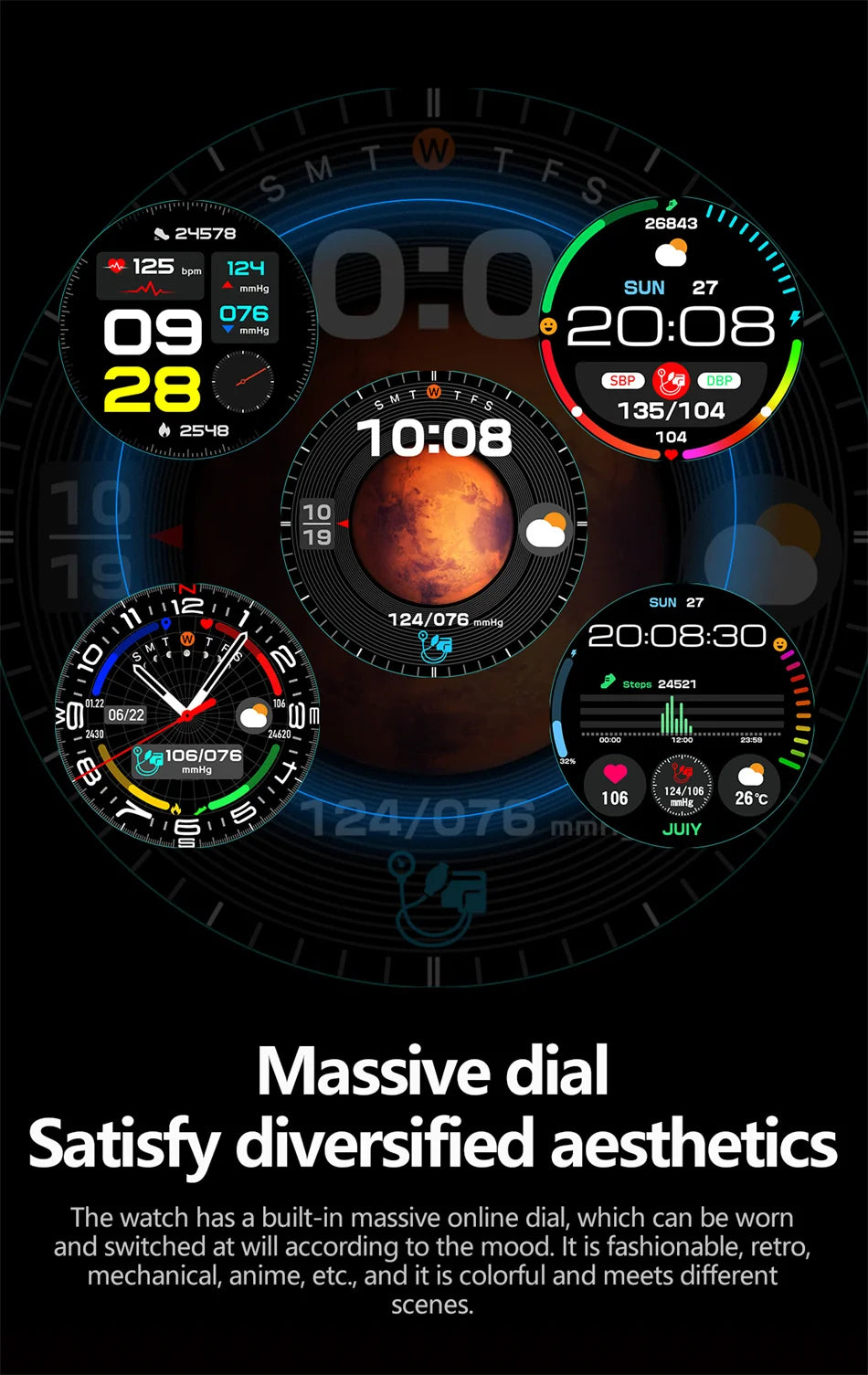 2026 New Health Track Smartwatch Air Pump Airbag True Blood Pressure Health Measure Smart Watch for Men and Women Blood Oxygen BT Call