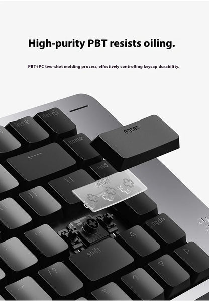 Lofree FLOW2 Mechanische Tastatur fürs Business-Büro, kabellos per Bluetooth und kabelgebunden, leiser und sanfter Klang, kompatibel, geräuscharm, Aluminiumgehäuse