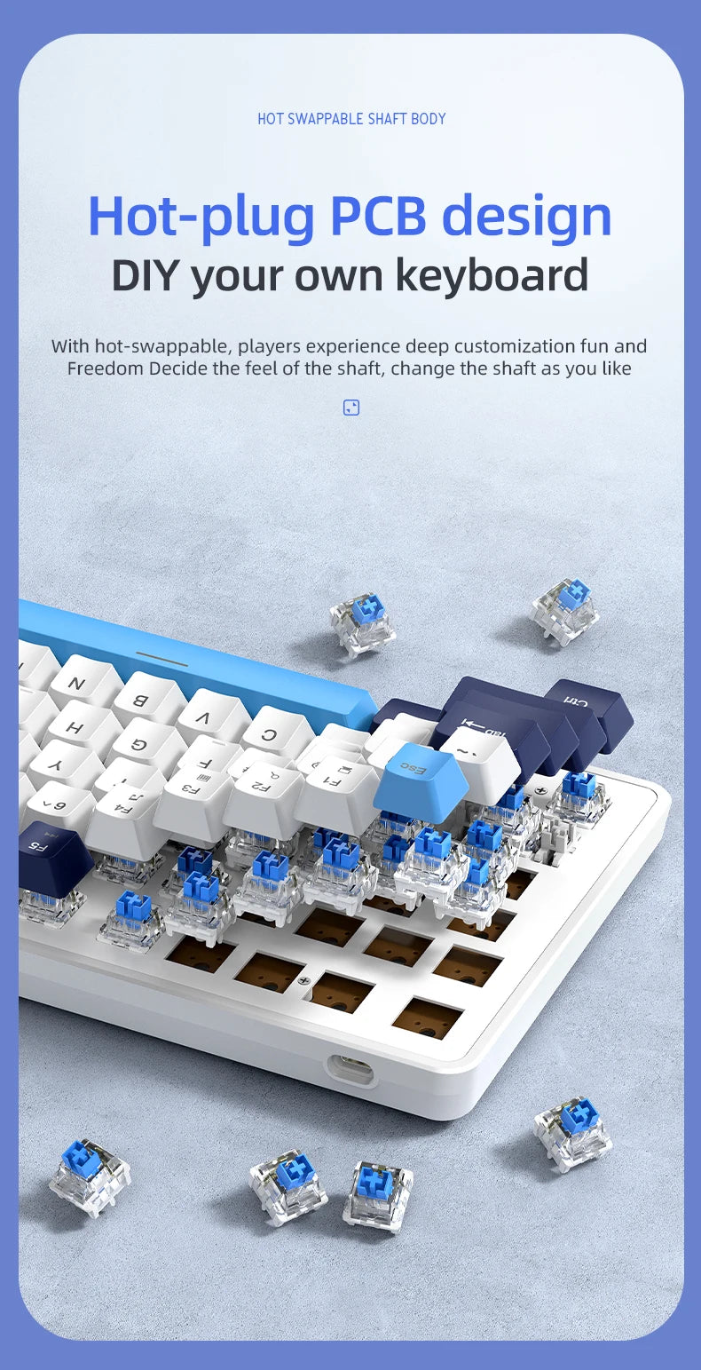 K82 75% Wired Mechanical Keyboard RGB Backlight, 82 KEY, Full Key Hot Swappable Blue Switch, Multifunctional Knob, Windows & Mac