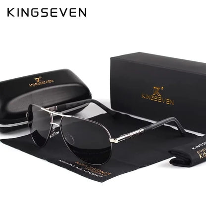 Ochelari de soare pentru bărbați marca KINGSEVEN, model Pilot, cu lentile polarizate UV400, ramă din aluminiu, ochelari de condus, ochelari casual pentru femei