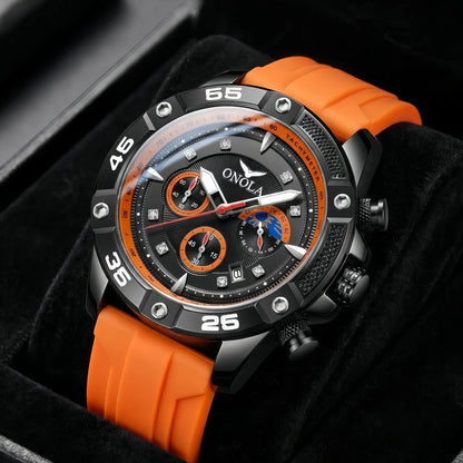 ONOLA New Fashion Casual Men's Watch Multi functional Fluorescent Tape Waterproof Quartz Military Watch Men's Clock High Quality