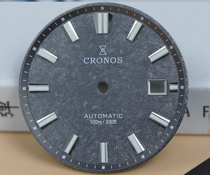 Cronos Men Watch 39mm Automatic Miyota 9015 Movement Wristwatches White Dial Birch Pattern Solid Links Sapphire 10 ATM L6040M
