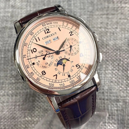 Automatické hodinky pre mužov Multification Date Day Month Year 316L, mechanické pánske hodinky s lešteným puzdrom, indikátorom deň/noc, 42mm