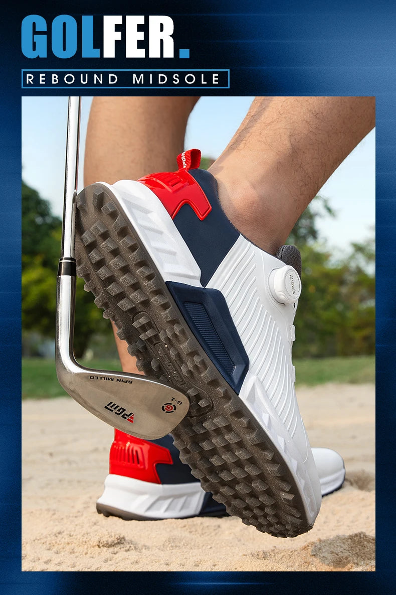 PGM Golf Shoes Men's Cushioning Rebound Sneakers, Knob Men's Shoes, Wear-Resistant TPU Waterproof Shoes
