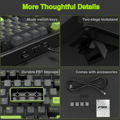 AULA F99PRO Wireless Gaming Keyboard Gasket Structure Compatible with 3/5 Pins Hot-swap Mechanical Keyboard with Media Knob