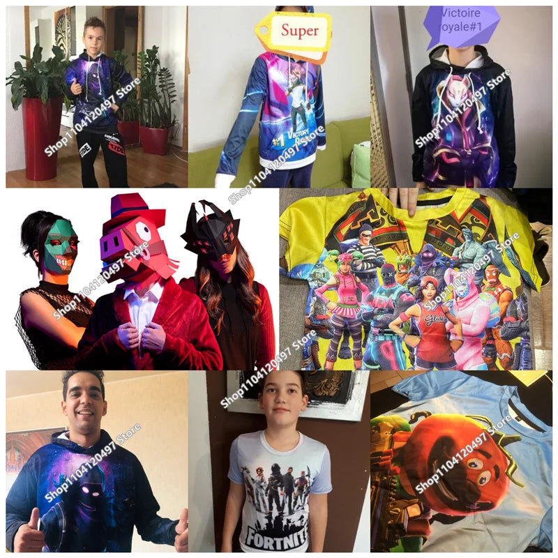 Sweatshirt med Fortnite-tryck för barn 2-14Y, huvtröja för pojkar och flickor, Harajuku-modejacka, barnkläder för spel och cosplaykostym