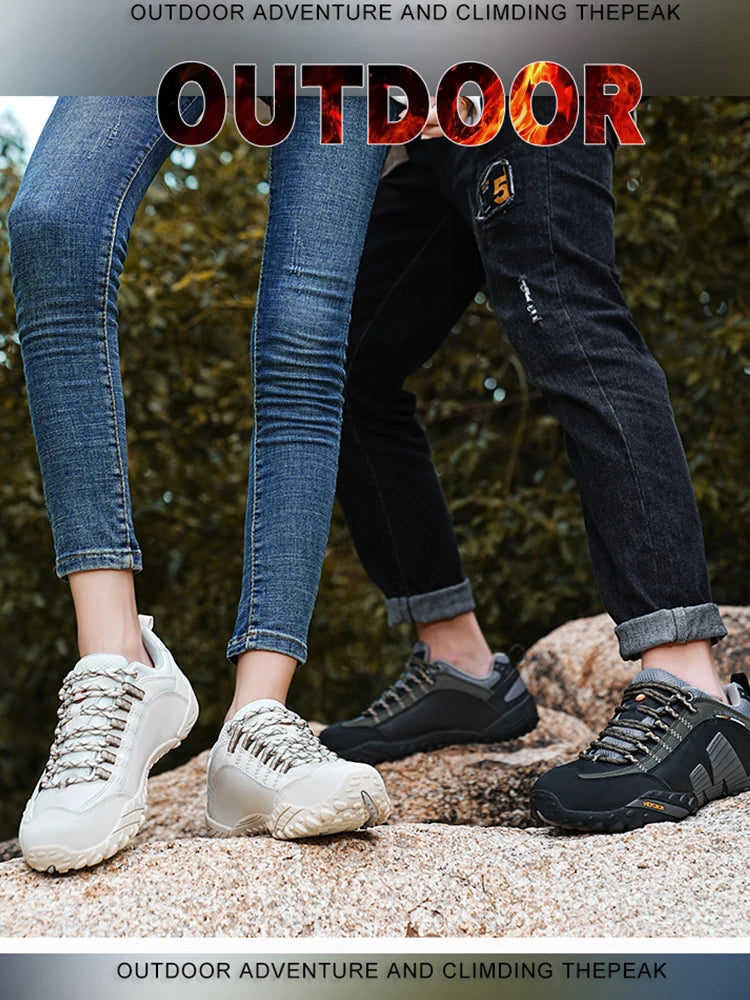 Mountaineering Shoes Men's Genuine Leather Outdoor Sports Anti-Slip Mountaineering Hiking Shoes Breathable Tourism Shoes