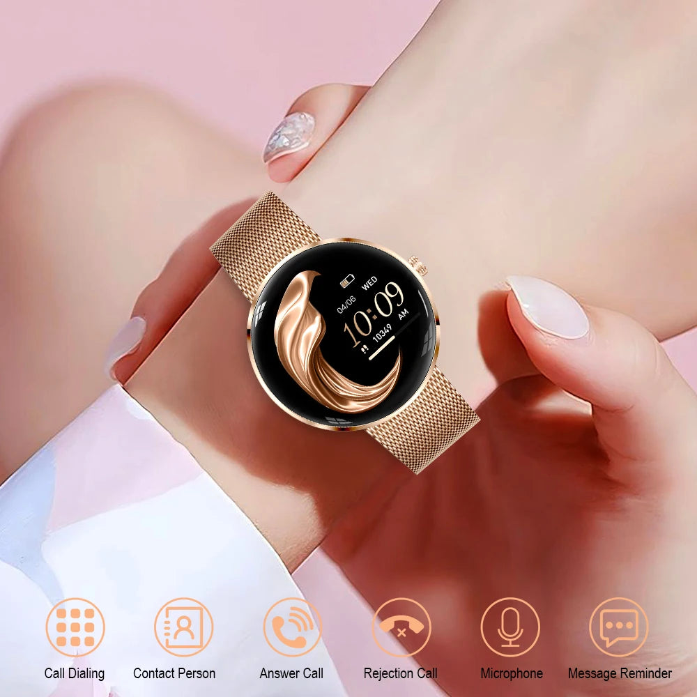 MEVADEN 8.5mm Ultra-thin Luxury Stainless Steel Smart Watch Women 1.43" AMOLED HD Screen Health Monitor Sport Smartwatch H33