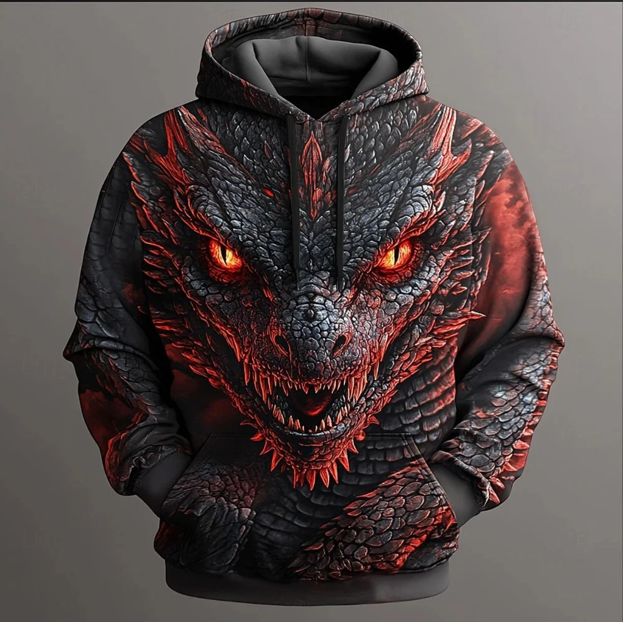 Miesten Retro Dragon Pattern -huppari, 3D-painatus, luova design, pitkähihainen rento pullover, muodikas cool oversize -malli, hengittävä vaate